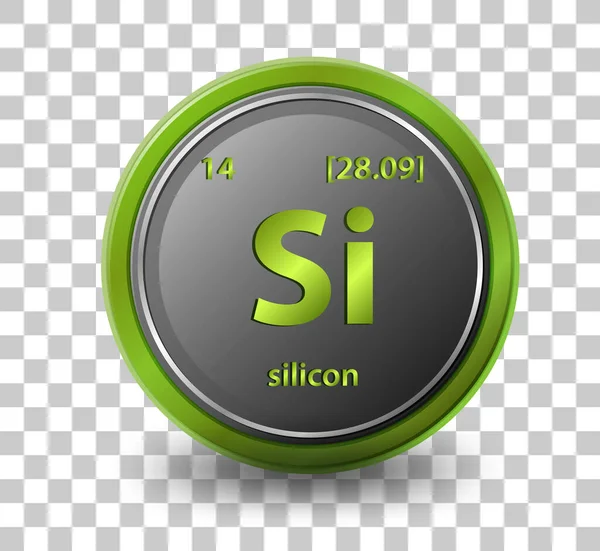 Élément Chimique Silicium Symbole Chimique Avec Numéro Atomique Masse Atomique — Image vectorielle