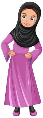 Tatlı Müslüman kız karakteri çizimi