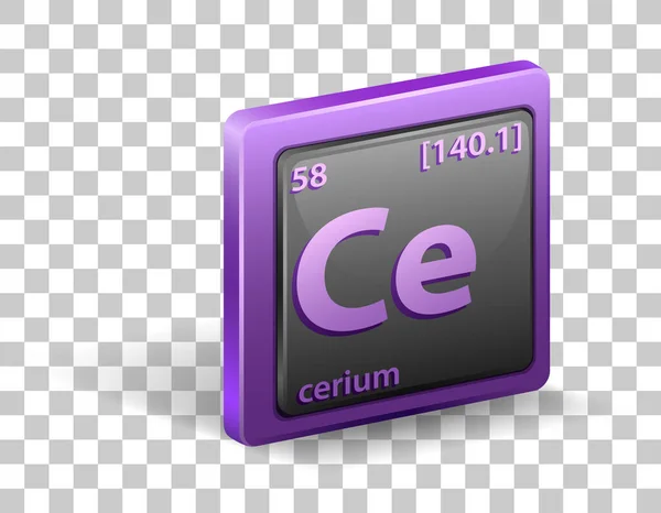 Élément Chimique Cérium Symbole Chimique Avec Numéro Atomique Masse Atomique — Image vectorielle