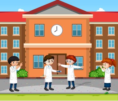 Bilim adamının gölge deneyi yaptığı açık hava sahnesi