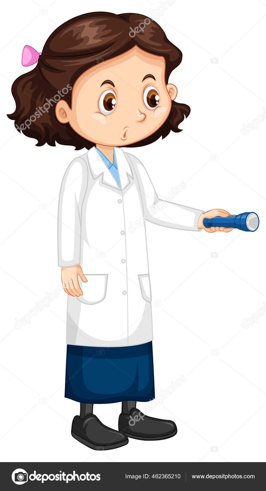 かわいい女の子漫画のキャラクターを身に着けている科学研究室のコートイラスト ストックベクター C Blueringmedia