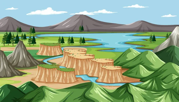 Yeşil doğa manzarası arkaplan çizimi