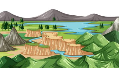 Yeşil doğa manzarası arkaplan çizimi