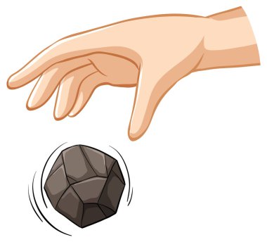 Yer çekimi deneyi çizimi için el atma taşı