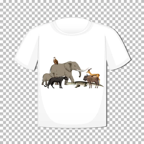 Wilde Tiergruppe Design Auf Shirt Isoliert Auf Transparentem Hintergrund Illustration — Stockvektor