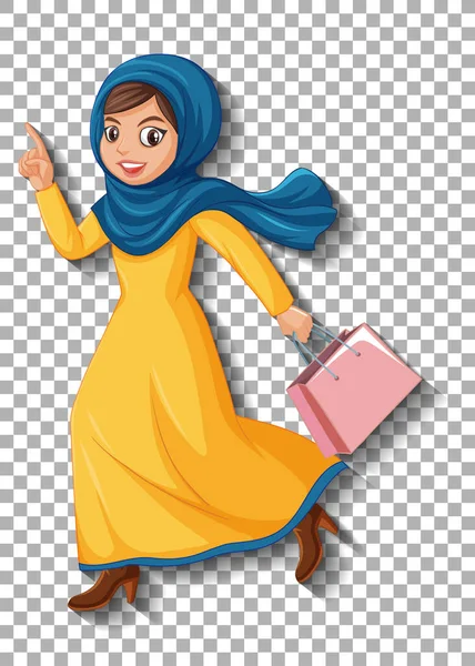 Beautiful Arabic Lady Cartoon Character Illustration — Stock Vector