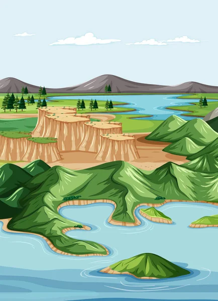 Natura Geograficzny Krajobraz Wektor Ilustracja — Wektor stockowy
