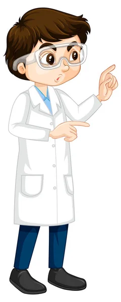 Boy Wearing Laboratory Coat Cartoon Character Illustration — Stock Vector