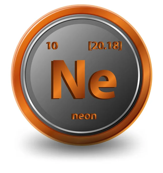 Neon Kemiskt Grundämne Kemisk Symbol Med Atomnummer Och Atommassa Illustration — Stock vektor