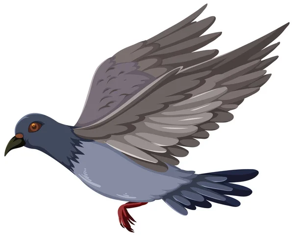 Duif Vogel Vliegen Cartoon Geïsoleerd Witte Achtergrond Illustratie — Stockvector