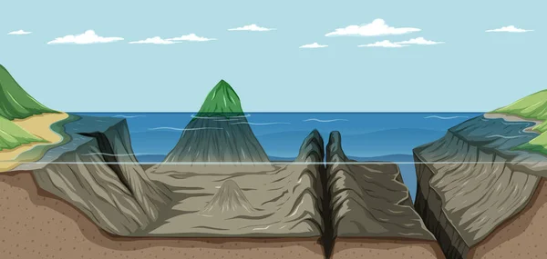 Mariana Trench Undersea Landscape Illustration — Stock Vector