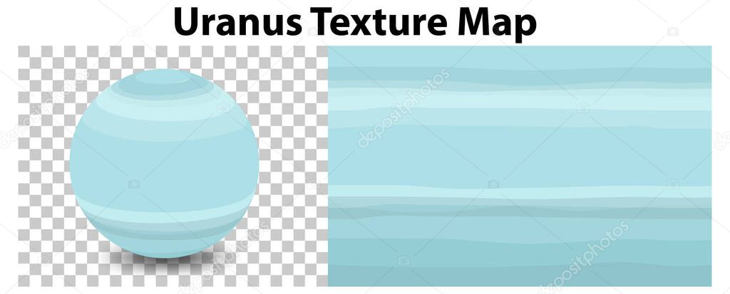 Uranus planet on transparent with Uranus texture map illustration