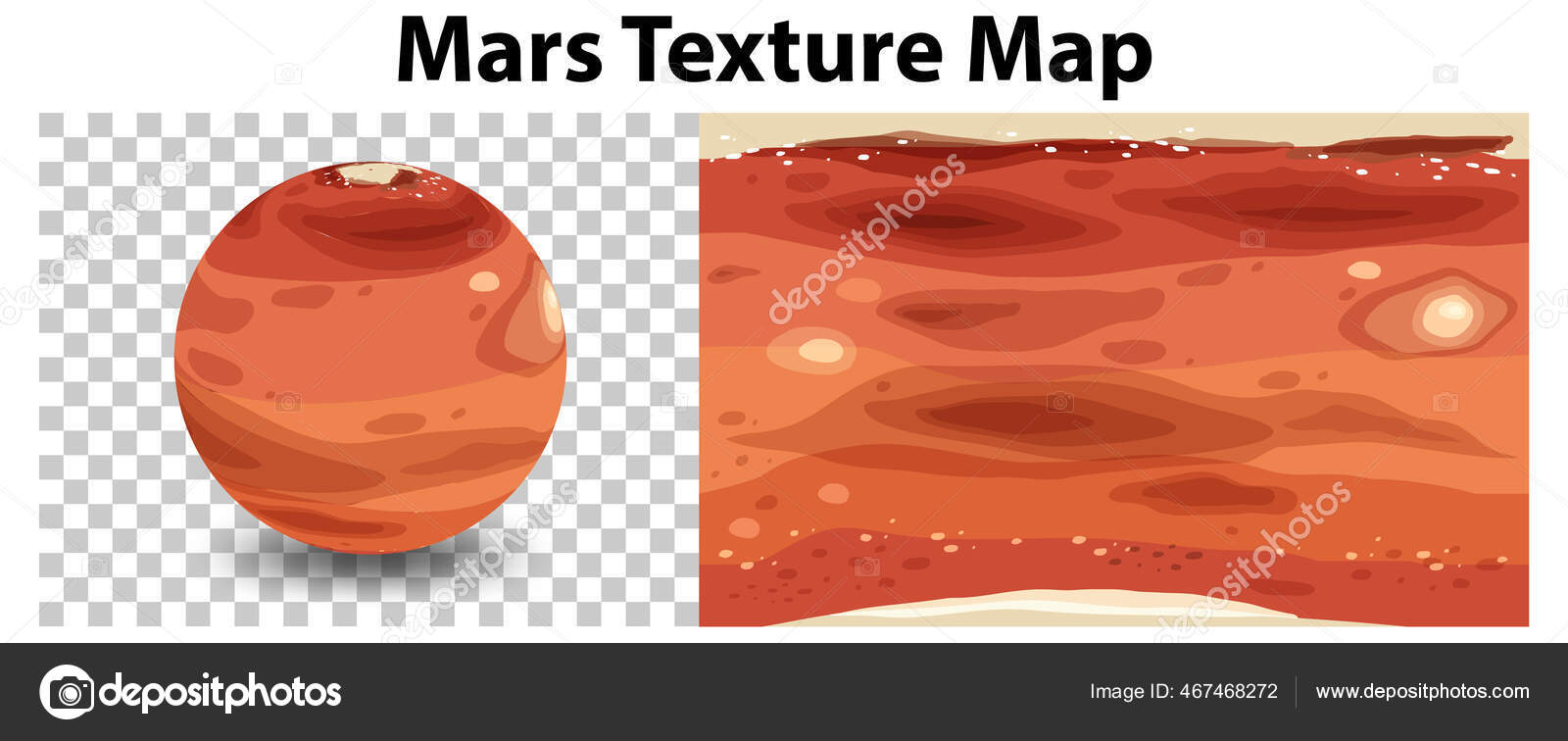 Mars Planet Transparent Mars Texture Map Illustration Stock Vector ...