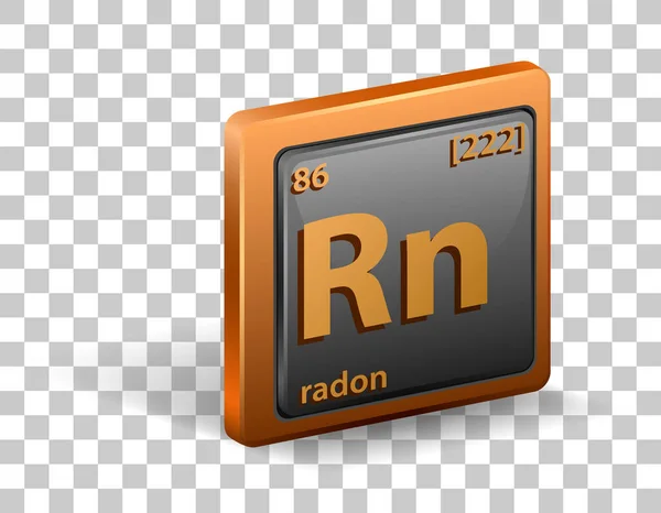 Elemento Químico Radón Símbolo Químico Con Número Atómico Masa Atómica — Vector de stock