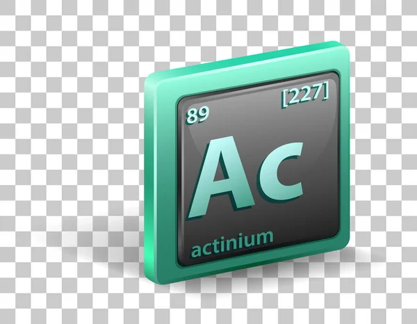 Aktiniumkémiai Elem Kémiai Szimbólum Atomszámmal Atomtömeggel Illusztráció — Stock Vector