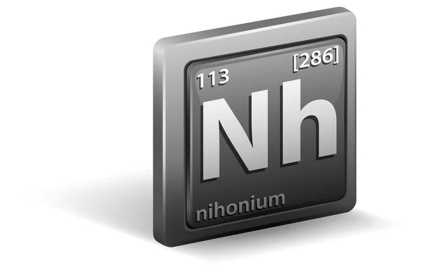 Elemento Químico Nihonio Símbolo Químico Con Número Atómico Masa Atómica — Vector de stock