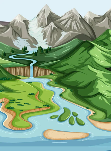 Natura Geografică Peisaj Vector Ilustrare — Vector de stoc