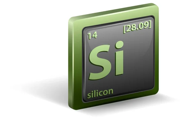 Silicium Chemisch Element Chemisch Symbool Met Atoomnummer Atoommassa Illustratie — Stockvector