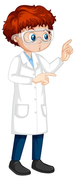 研究室のコートのイラストを着た少年漫画キャラクター — ストックベクタ