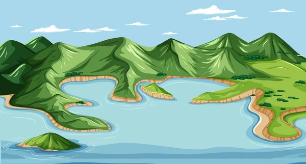 Ilustração Paisagem Geografia Terra Água — Vetor de Stock