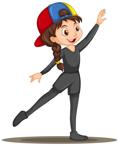 Uma Menina Dançarina Balé Desenho Animado Personagem Ilustração — Vetor de Stock