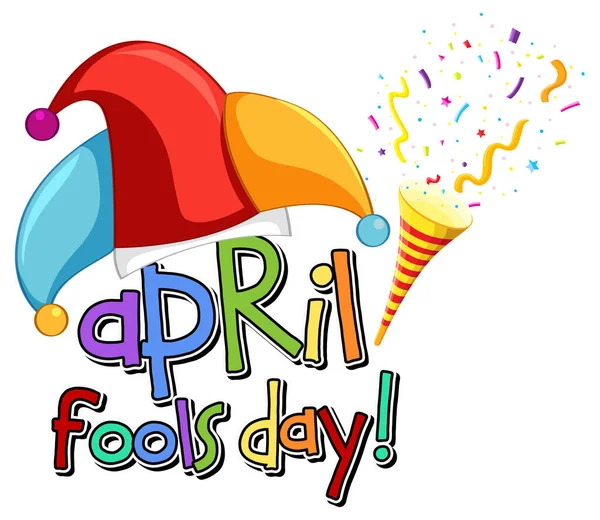 Logotipo Fuente April Fool Day Con Ilustración Sombrero Bufón — Vector de stock