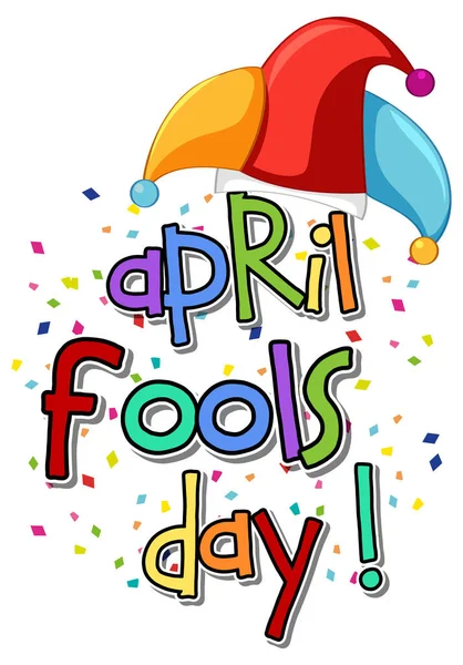 Logotipo Fuente April Fool Day Con Sombrero Bufón Ilustración Colorida — Vector de stock
