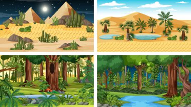 Dört farklı yatay sahne çizimi