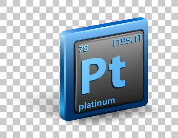 Das Chemische Element Platin Chemisches Symbol Mit Ordnungszahl Und Atommasse — Stockvektor
