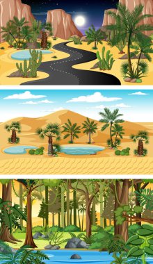 Farklı doğa yatay sahneleri çizimi