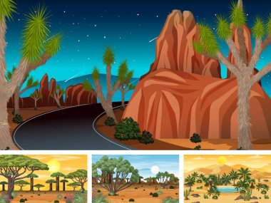 Farklı doğa yatay sahneleri çizimi