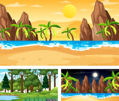 Farklı doğa manzaraları çizimi