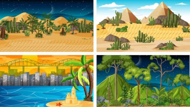 Dört farklı yatay sahne çizimi