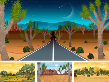 Farklı doğa yatay sahneleri illüstrasyon