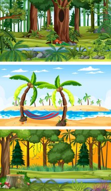 Farklı doğa yatay sahneleri çizimi