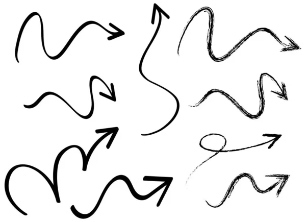 Set Von Handgezeichneten Pfeilkritzeleien Auf Weißem Hintergrund — Stockvektor
