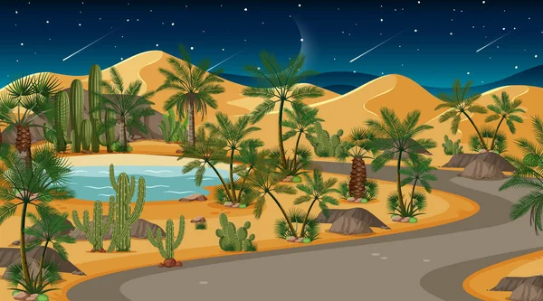 Пейзаж Пустынных Лесов Ночью Иллюстрация — стоковый вектор