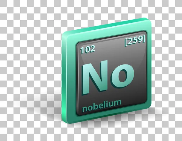 Elemento Químico Nobelium Símbolo Químico Con Número Atómico Masa Atómica — Vector de stock