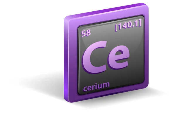 Cerium Chemisch Element Chemisch Symbool Met Atoomnummer Atoommassa Illustratie — Stockvector