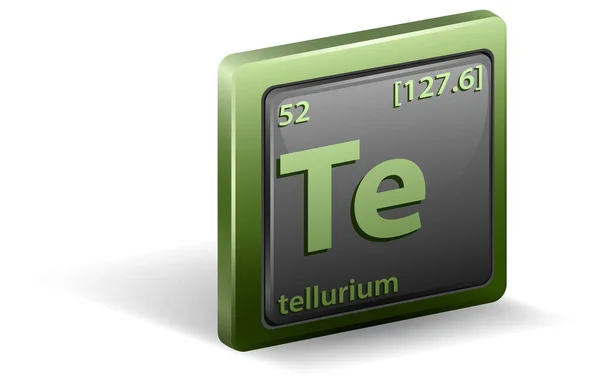 Tellurium Kémiai Elem Kémiai Szimbólum Atomszámmal Atomtömeggel Illusztráció — Stock Vector