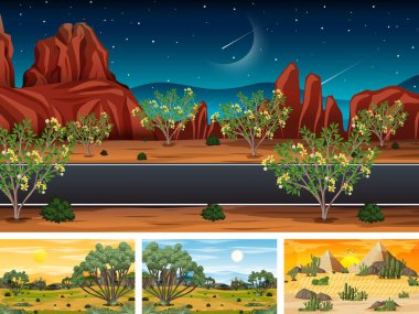 Farklı doğa yatay sahneleri çizimi