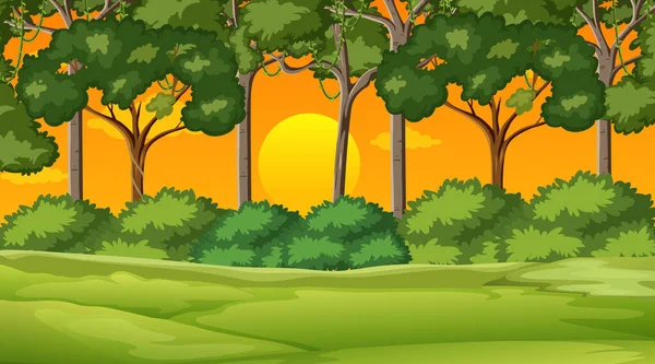 日落时的空白自然公园景观图解 — 图库矢量图片