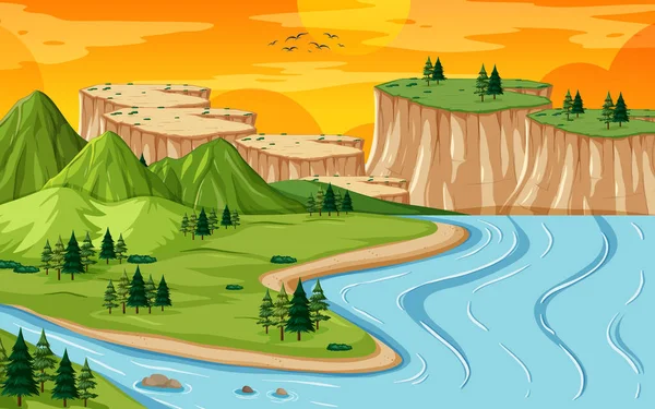 Tierra Agua Geografía Paisaje Ilustración — Vector de stock