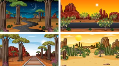 Dört farklı yatay sahne çizimi