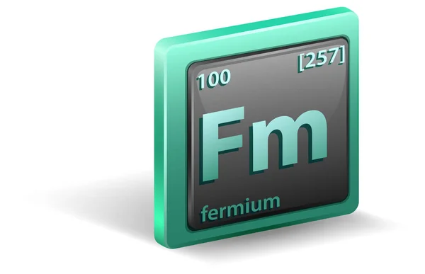 Élément Chimique Fermium Symbole Chimique Avec Numéro Atomique Masse Atomique — Image vectorielle