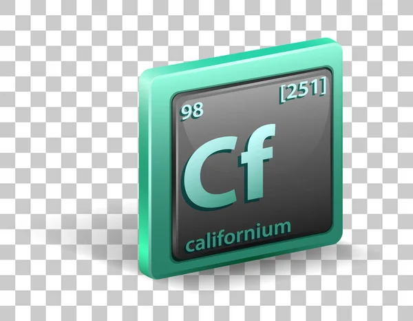 Élément Chimique Californien Symbole Chimique Avec Numéro Atomique Masse Atomique — Image vectorielle