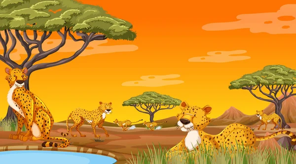 Afrikanische Waldlandschaft Hintergrund Illustration — Stockvektor