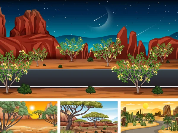 Farklı doğa yatay sahneleri illüstrasyon