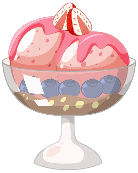Cute Cartoon Ice Cream White Background Illustration — Stock Vector