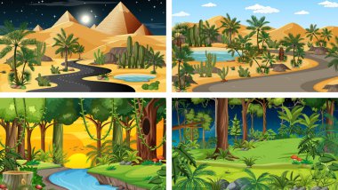 Dört farklı yatay sahne çizimi